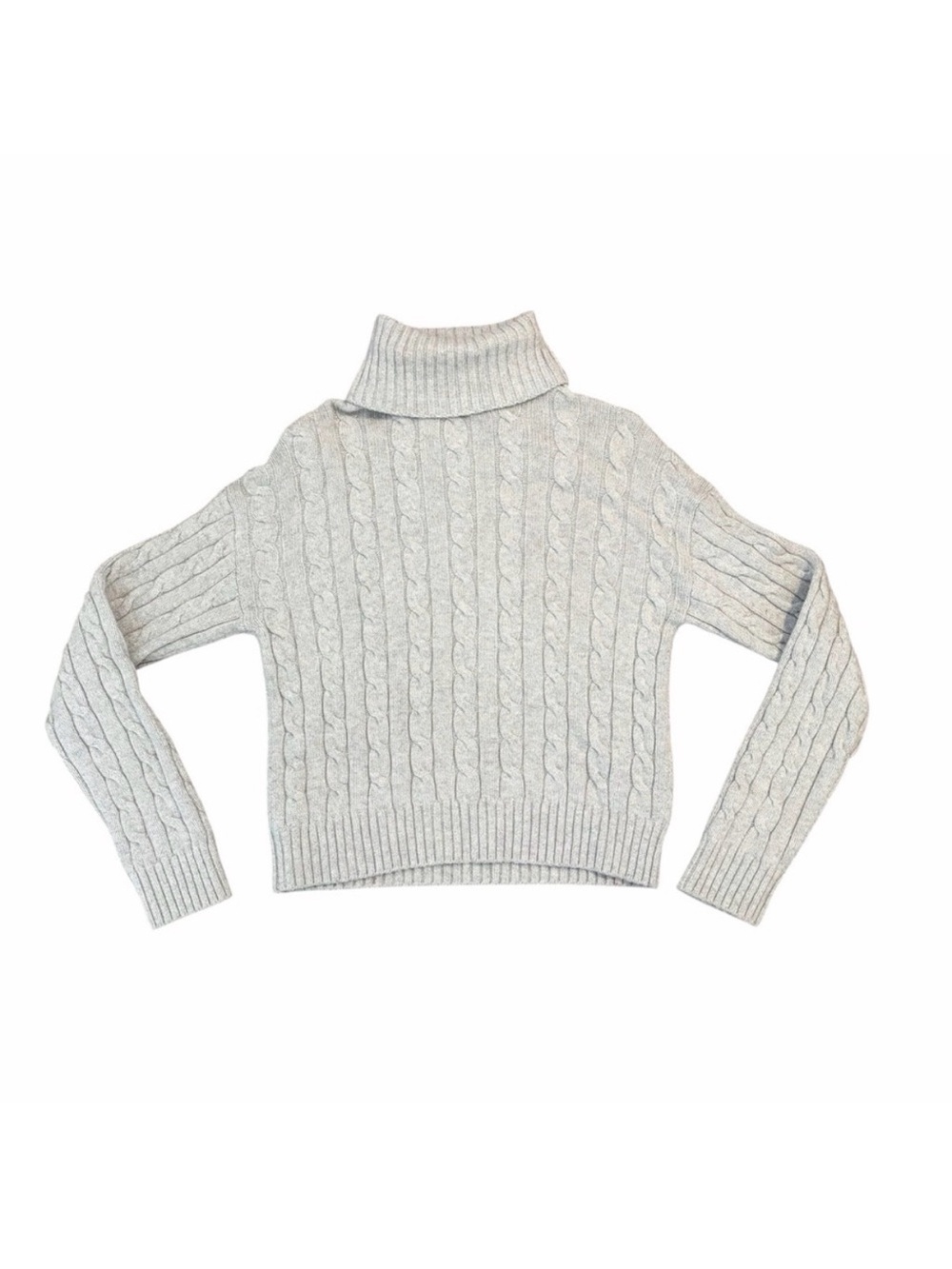 Aritzia Sweater Silverstone Turtleneck Merino Wool Cable Knit Grey Sunday Best S